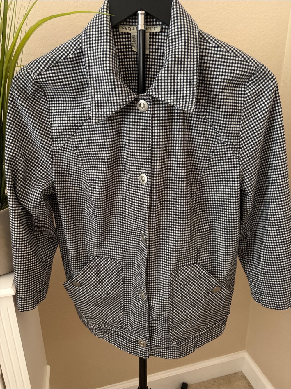 Requirements Black & White Gingham Snap-Front Jacket